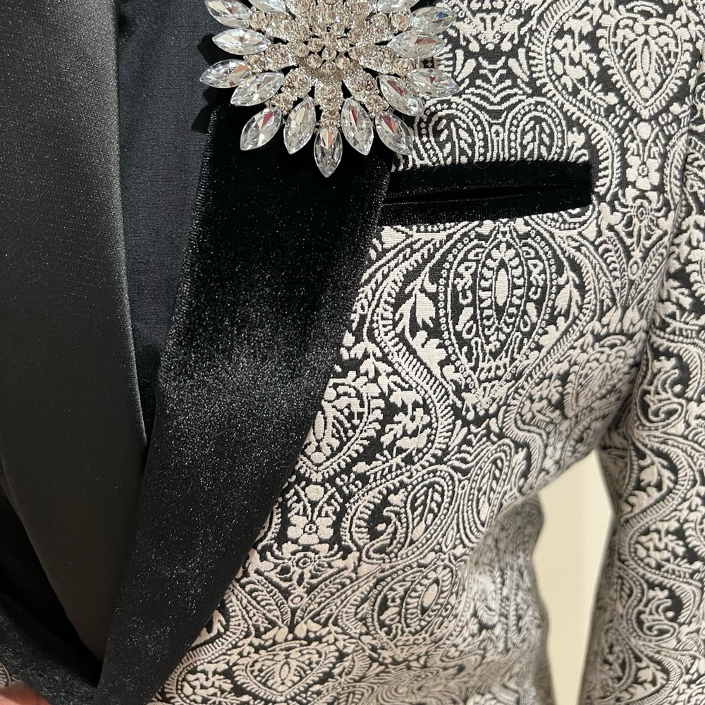 Printed Single Button Blazer